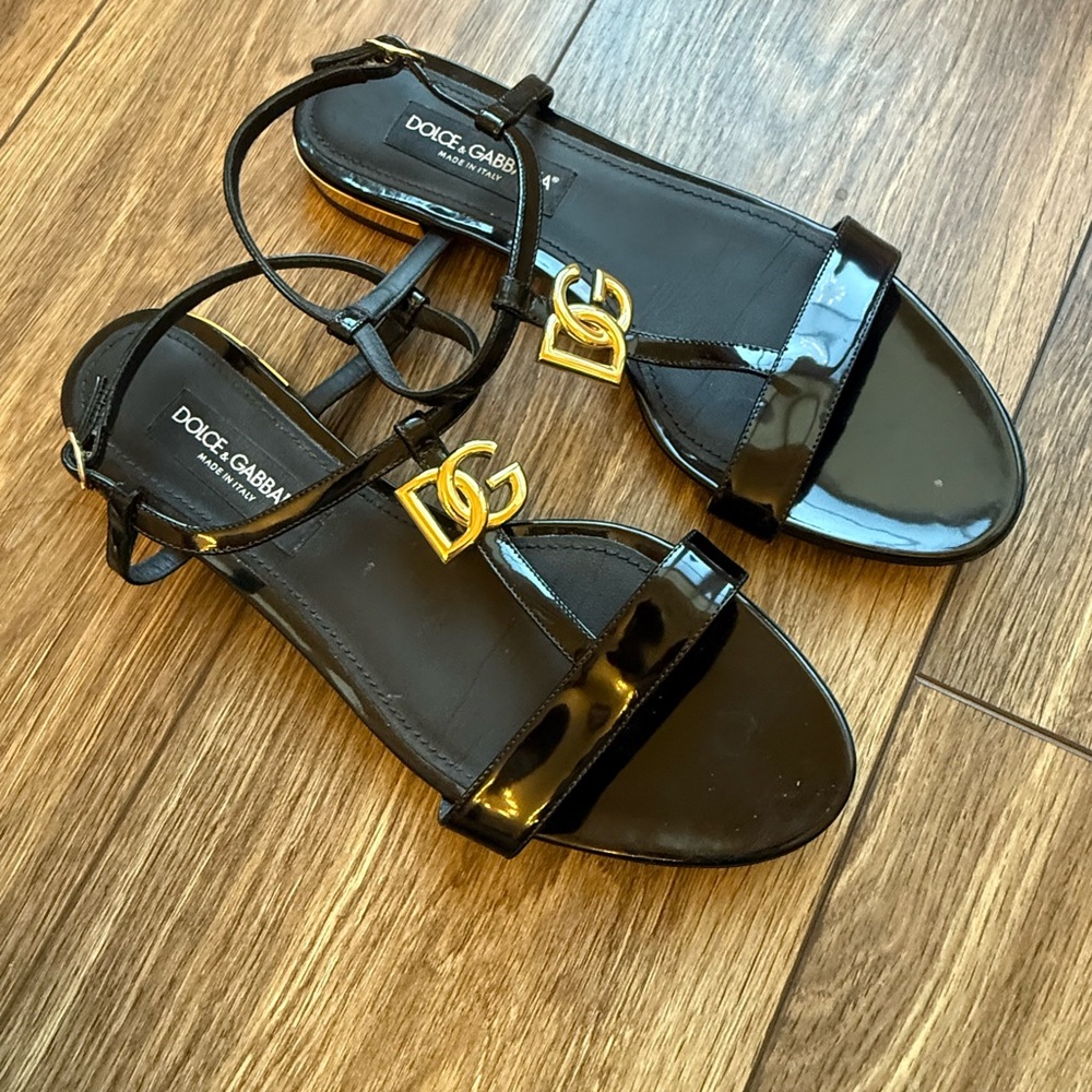 Dolce & Gabbana Black and Gold Sandals